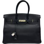 エルメス HERMES バーキン35 □D刻印 ブルーインディゴ シルバー金具 トゴ ハンドバッグ レディース 中古