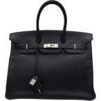エルメス HERMES バーキン35 □H刻 ブラック シルバー金具 トゴ ハンドバッグ レディース 中古