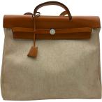 エルメス HERMES エールバッグMM □B刻 キャメル シルバー金具 トワル ショルダーバッグ レディース 中古