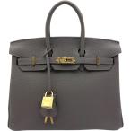 エルメス HERMES バーキン25 W刻 グリスエタン ゴールド金具 トゴ ハンドバッグ レディース 中古