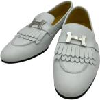 エルメス HERMES ロワイヤル モカシンローファー ホワイト レザー ローファー レディース 中古