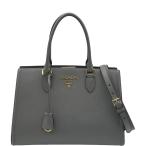 プラダ PRADA 2WAY ハンド 1BA228 グレージュ サフィアーノ ハンドバッグ レディース 中古