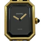 シャネル CHANEL プルミエール L H0001 ブラック ゴールドプレーテッド 腕時計 レディース 中古