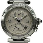 カルティエ Cartier パシャ38mm GMT パワーリザーブ W31037HG シルバー ステンレススチール 腕時計 メンズ 中古