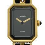 シャネル CHANEL プルミエール S H0001 ブラック ゴールドプレーテッド 腕時計 レディース 中古