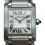 カルティエ Cartier タンク フランセーズ SM W51008Q3 ホワイト ステンレススチール 腕時計 レディース 中古