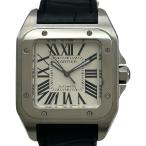 カルティエ Cartier サントス 100 MM W20126X8 ホワイト ステンレススチール 腕時計 メンズ 中古