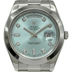 ロレックス ROLEX デイデイト2 218206A アイスブルー プラチナ 腕時計 メンズ 中古