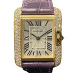 カルティエ Cartier タンク アングレーズ SM WT100014 シルバー YG×革 腕時計 レディース 中古