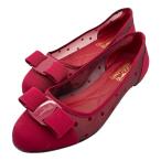 サルヴァトーレ・フェラガモ Salvatore Ferragamo ヴァラリボンドメッシュパンプス レッド パンプス レディース 中古