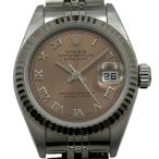 ロレックス ROLEX デイトジャスト 79174 ブラウン ホワイトゴールド/ステンレススチール 腕時計 レディース 中古