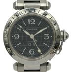 カルティエ Cartier パシャC メリディアン GMT W31049M7 ブラック ステンレススチール 腕時計 レディース 中古