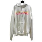 ショッピングセリーヌ セリーヌ CELINE ロゴプリントスウェットパーカー 2Y753670Q ホワイト コットン パーカー メンズ 中古