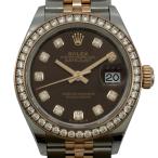 ロレックス ROLEX デイトジャスト28 チョコ 279381RBR チョコ ピンクゴールド/ステンレススチール 腕時計 レディース 中古
