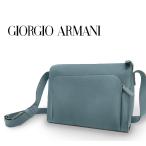 ショッピング訳有 【送料無料 訳有 超美品】 ジョルジオ アルマーニ ARMANI 斜めがけショルダーバッグ 鞄 レザー 本革 ブルー ネイビー メンズ レディース