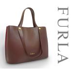 【未使用 超美品】 フルラ FURLA 2WAY Wハンドル トートバッグ ハンドバッグ 鞄 レザー ブラウン レッド ゴールド レディース 大容量 硬め