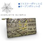 【未使用 美品】 シャーロットオリンピア コインケース カードケース 小銭入れ 財布 定期 キャット ガゼット柄 レザー メタリック ゴールド