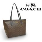 ショッピングシグネチャー 【超美品 ほぼ未使用】 コーチ COACH ショルダートートバッグ ハンドバッグ 鞄 シグネチャー ブラウン ブラック 黒 ゴールド レディース