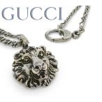 【送料無料 美品】 グッチ GUCCI ライオンヘッド ペンダント ネックレス チェーン メタル いぶし シルバー メンズ レディース 55・60cm