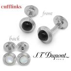 ショッピングカフス 【未使用 超美品】 デュポン S.T. DuPont カフスボタン カフリンクス リバーシブル 固定式 メタル シルバー ブラック オニキス シェル 小物