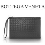【美品 ほぼ未使用】 ボッテガヴェネタ セカンドバッグ クラッチ ポーチ 鞄 ストラップ付き イントレチャート レザー ブラック シリアル有