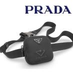  очень красивый товар почти не использовался Prada PRADA сумка "body" плечо сумка небольшая сумочка сумка ячейка для монет нейлон кожа черный мужской женский 
