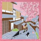  передний рисовое поле .. Tama. . прогулка Sakura (4 месяц )Cherry blossoms сделано в Японии сезон. маленький furoshiki type .. мир рисунок 4 сезон носовой платок гобелен ланч Cross пчела трещина белый чёрный кошка модный 