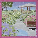  передний рисовое поле .. Tama. . прогулка фиолетовый . цветок (6 месяц )....Hydrangea сделано в Японии сезон. маленький furoshiki type .. мир рисунок 4 сезон носовой платок гобелен ланч Cross пчела трещина белый чёрный кошка 