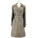 【極美品】GHERARDINI ゲラルディーニ トレンチ スプリングコート レインコート 軽量 ベルト/ポーチ付属 レディース 44 茶系 黒 総柄 伊製