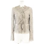 ショッピングGABBANA 【美品】DOLCE&GABBANA ドルチェアンドガッバーナ ジャケット フラワー 総レース ラッフルレース レディース 38 カーキベージュ 総柄 伊製