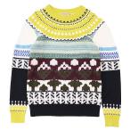 SALE【美品】BURBERRY バーバリー セーター ニット カシミヤ × モヘア ノルディック ジャガード 長袖 丸首 トップス メンズ S マルチカラー