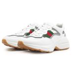 ショッピングgucci 【美品】GUCCI グッチ スニーカー ダッド Rhyton ライトン ロゴ ウェブストライプ シェリーライン ローカット 靴 箱付属 メンズ 6 白 伊製