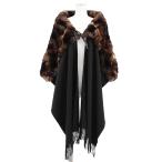 【美品】FENDI フェンディ キャンディストール ラパン リアルファー × カシミヤ100％ フリンジ 小物 袋付属 ユニセックス 茶色系 黒