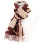 【極美品】HERMES エルメス マフラー テット・ア・クー カシミヤ100％ ロゴ エンボスパッチ フリンジ 小物 箱付属 ユニセックス 茶 薄橙色