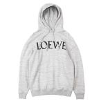 ショッピングLOEWE 【極美品】LOEWE ロエベ パーカー スウェット ロゴ オーバーサイズ 裏起毛 ドロップショルダー コットン100% メンズ S 灰色 ポルトガル製