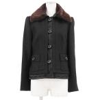 【極美品】DOLCE & GABBANA ドルチェアンドガッバーナ ジャケット ファー バージンウール混 ライニング レオパード レディース 40 黒 伊製