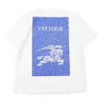ショッピングBURBERRY 【美品】BURBERRY バーバリー Tシャツ ロゴ エクエストリアンナイト バックプリント コットン100％ 半袖 トップス メンズ サイズ M 白 青
