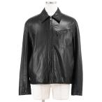 HERMES エルメス シングルライダースジャケット リバーシブル AGNEAU LAMBSKIN ANINO ラムスキン レザー / ナイロン ブルゾン メンズ 52 黒