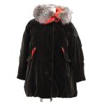 MONCLER モンクレール ダウンジャケット モッズコート TADORNE 18年製 デカロゴ フード/ファー取外可 ベロア メンズ 0 緑 橙 ルーマニア製