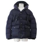 ショッピングモンクレール MONCLER モンクレール ダウンジャケット FLOBERT ブラック ロゴワッペン 2WAY 襟取外可 ウールコンビネーション アウター メンズ 3 紺