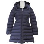 【極美品】MONCLER モンクレール ダウンジャケット 2019年製 CHARPAL ロゴ ワッペン Aライン 2WAY フード取外可 アウター キッズ 10anni 紺