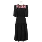 ショッピングLOUIS 【極美品】LOUIS VUITTON ルイ・ヴィトン ワンピース 2019AW シルクシフォン スパンコール フレアスリーブ ドレス レディース 36 黒