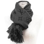 ショッピングルイ･ヴィトン 【美品】LOUIS VUITTON ルイ・ヴィトン マフラー エシャルプ・ロゴマニア LV モノグラム ウール × シルク ユニセックス チャコール 黒