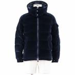 【美品】MONCLER モンクレール ダウンジャケット ベロア MAY 2018年製 ロゴ フード取外可 コットン 付属品有 レディース 0 紺 ルーマニア製