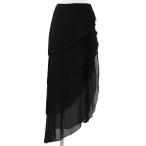 【SALE】CHANEL シャネル ヴィンテージ フレアスカート 00T P15698 シルク100％ シアー レイヤード アシンメトリー レディース 36 黒