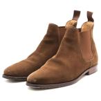 [SALE]CROCKETT&amp;JONES Crockett * and * Jones со вставкой из резинки ботинки CHELSEA Chelsea замша кожа обувь мужской 7hE чай цвет Британия производства 