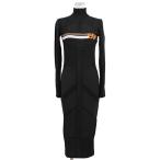 SALE【極美品】PRADA プラダ ロングワンピース 40 レディース テクニカルニット ジャージー ハーフジップ タイトシルエット ドレス 黒