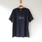 stussy 90s Tシャツ 反射ストックロゴ USA製 黒 M（w-0276）