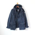 ABERCROMBIE & FITCH アバクロ ジャケット フード付きM-65型 インド製 アタリ、ユーズド加工 濃紺 S （w-6420801）