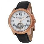 Franklin Silver Engraved Dial Black Leather  Men's Watch